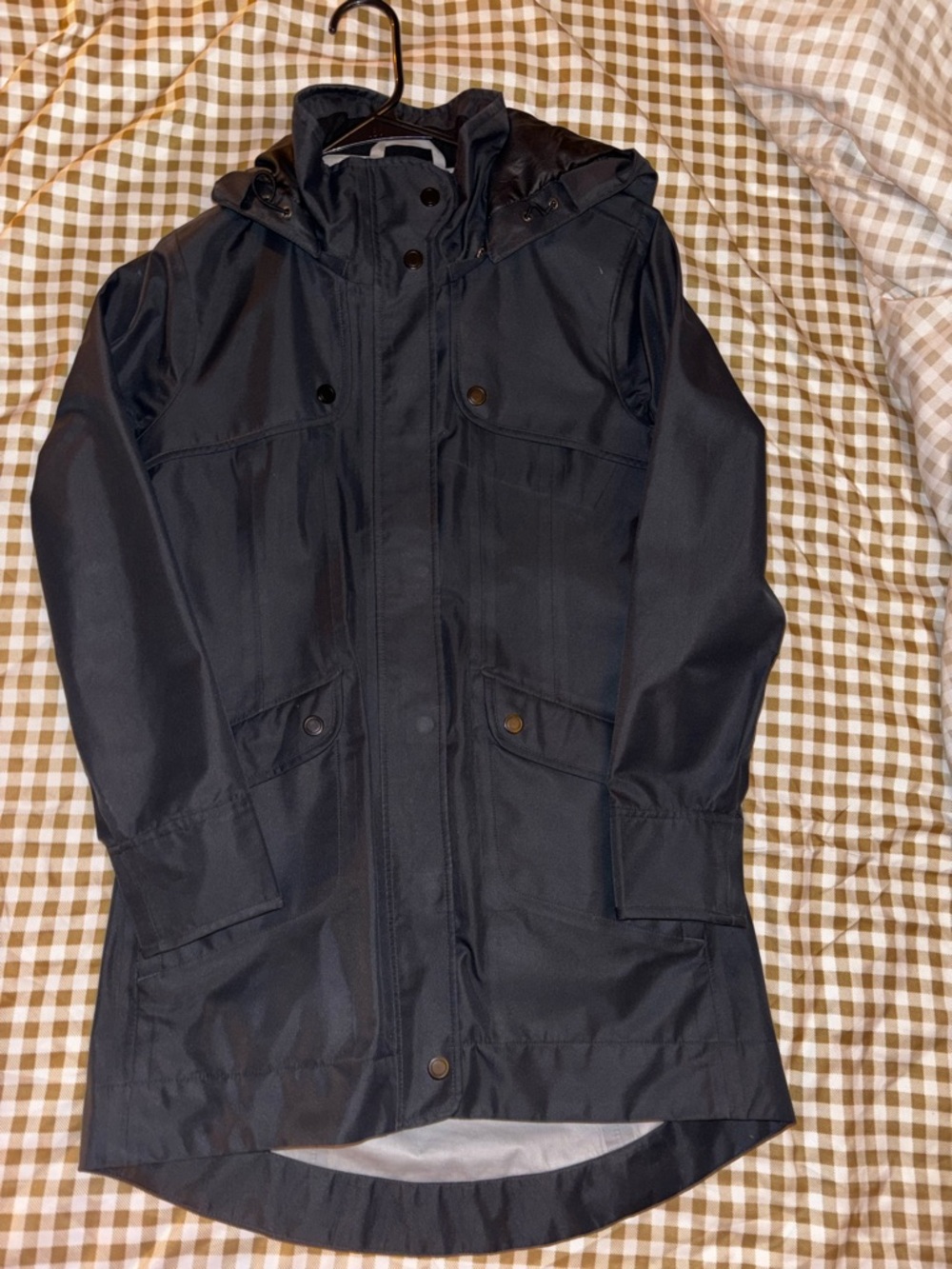 Kids Waterproof Hooded Black Jacket